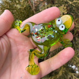 Green Glass Frog Figurine Hand Blown Murano Style Mini Frog Collectible Gift Model