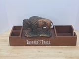 Buffalo Trace Wooden Bar Tray Display w/ Buffalo Figurine, Distillery Theme Model