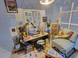 Dollhouse Office - Completed Miniature - Work From Home - Bookend - Handmade Model