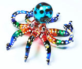 Exquisite Hand Blown Glass Color Painted Sea Octopus Sculpture Figurine Model