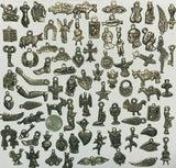 25 Milagro Charms Mexican Folk Art Dark Antique SILVER/Black Wholesale lot Charms