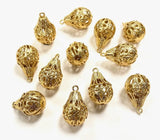 12 Vintage Filigree Drop Floral Cap Gold Plated 19mm. Bead Charm Pendants 5314 Charms