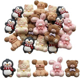 25Pcs Resin Charms for Crafts, Cute Animal Decorations Penguin Bear Charms