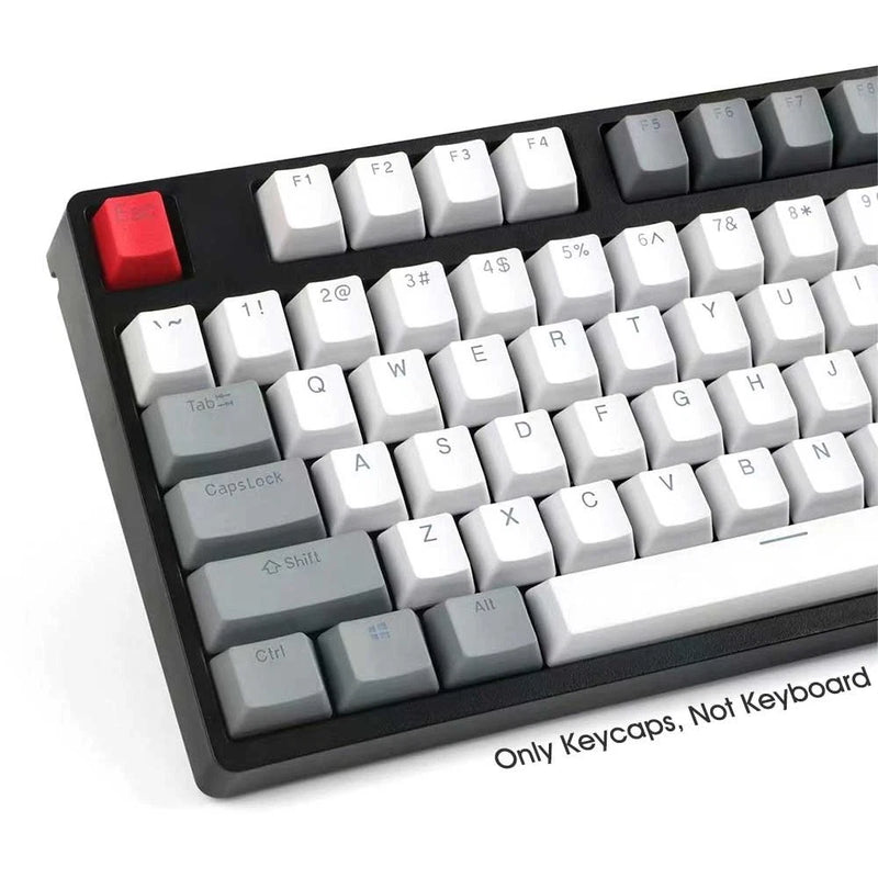 White Gray Retro PBT Doubleshot Keycaps Set OEM Profile for Cherry MX Keyboards Model