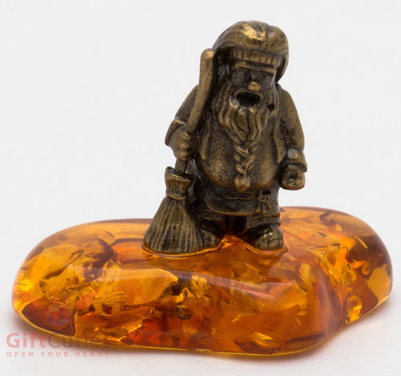 Solid Brass Amber Figurine warding charm Household Spirit Diety domovoy IronWork Model