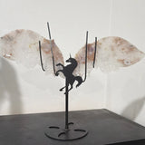 Unicorn crystal quartz stone Figurine Display Stand wi White Stone/Wings Fantasy Model