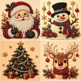 Set of 4 Christmas Pearl Diamond Art Kits for Adult DIY Santa Claus Pearls Arts Model