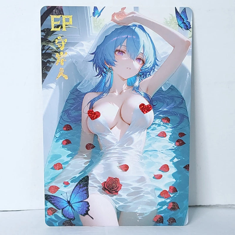 Eula Waifu Card Anime Girl Bathtub Roses Wall Art Oversized Board A5 Model
