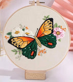 Butterfly Floral Cross Stitch Embroidery Kit DIY Beginner Craft Set Hoop Model