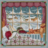Children Were Nestled Cross Stitch Kit Mill Hill 2018 St Nick Quartet MH171832 Model