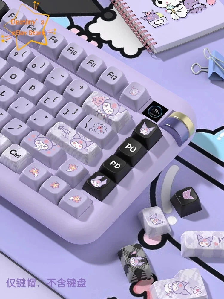 Kuromi Black Purple MDA Alice Keycap For Mechanical Keyboard PBT Only Keycap Set Model