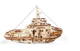 Mechanical UGEARS wooden 3D puzzle Model Tugboat Construction Set Model