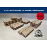 1/350 Factory Building Set Harbor Shipyard Scene DIY Wooden Assembly Model 5pcs Model