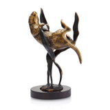Suppertime Otter Brass Marble Sculpture Coastal Wildlife Decor Animal Statue Model