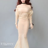 1:6 Ultra-Thin One-Shoulder Bodycon Dress  Clothes Model Fit 12'' Action Figure Model