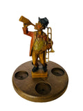 Wood Carved Figure Black Forest Germany vtg figurine bottle saxophone display Model