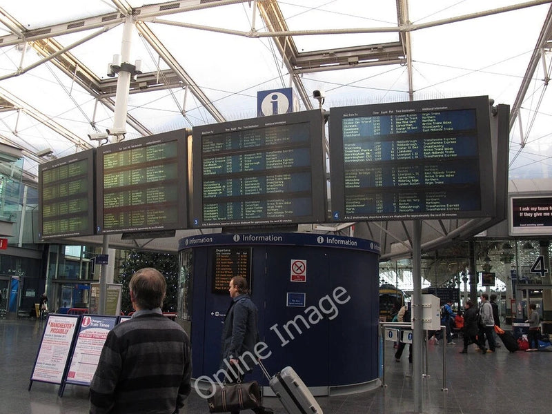 Photo 6x4 Piccadilly station departure board Manchester A large LCD scree c2012 Model