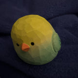 Hand carved Adorable Little Yellow & Green Wooden Bird Model