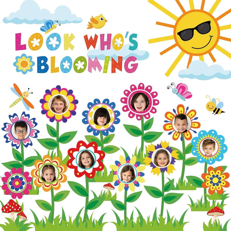 Spring Bloom Flower Bulletin Board Decorations Set Classroom Grow Craft 88 PCS Model
