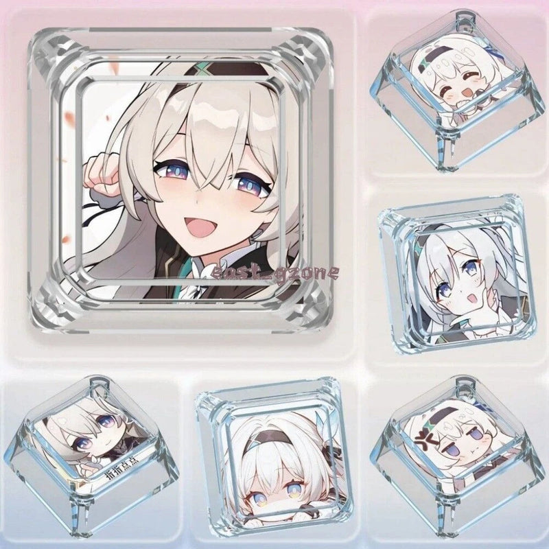 Anime Honkai Star Rail Transparent Cute Firefly Cross Keycaps for MX Keyboard Model