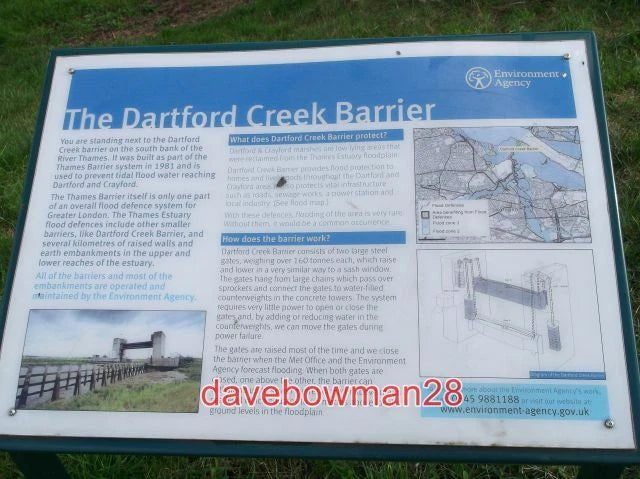 PHOTO  THE DARTFORD CREEK BARRIER INFORMATION BOARD  AS SEEN BESIDE THE THAMES P Model
