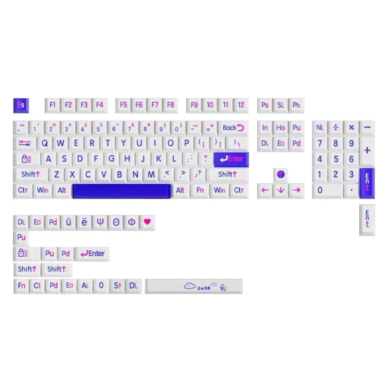 125Keys Full Set Customizeds PBT Kleins Blue Keycap Dye Sublimations Keycaps Model
