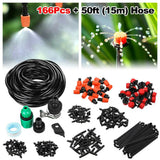 166x 15M/50FT DIY Drip Irrigation Kit System Hose Drippers Garden Plant Watering Model