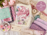 Slow Stitch Soft Book Kit ?C Vintage Floral Textile Collage, DIY Fabric Journal Model