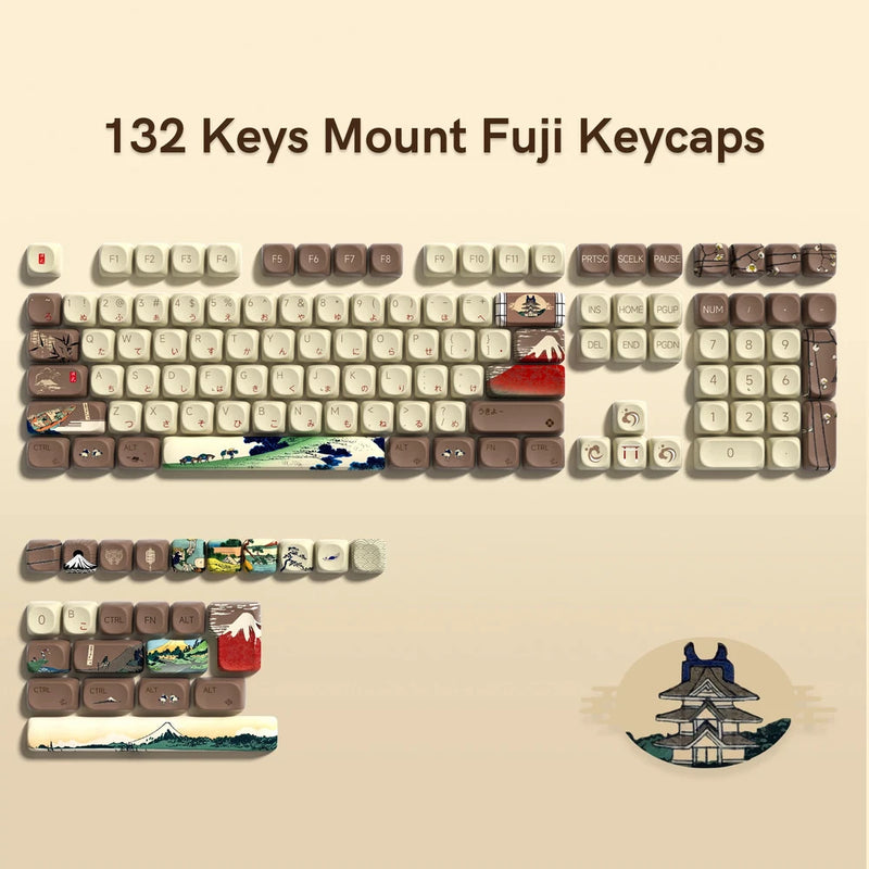 PBT Keycaps MOA Profile 132 Keys for Cherry MX Cross Stem Mechanical Keyboard Model