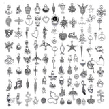 100 Assorted Tibet Silver Alloy Tiny Charm Pendants DIY For Necklace Bracelet Charms