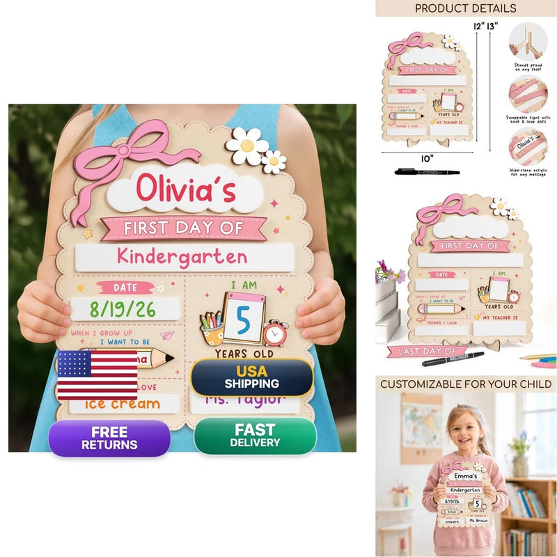 DINIZON First and Last Day of School Sign Board Model
