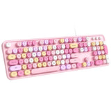 Dilter Wired Retro Typewriter Keyboard USB Full Size Pink Colorful Model