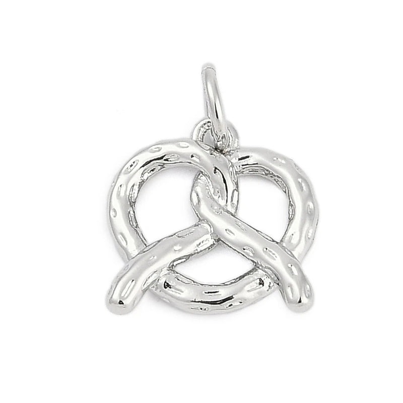 10pcs Pretzel Charms Silver Food Bread Pendant Heart for Jewelry Bracelet Craft Charms