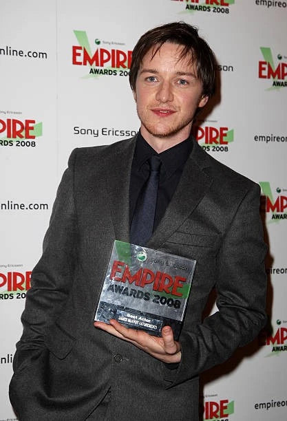 Actor James McAvoy poses in front of the winners boards with the B- Old Photo 2 Model