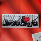 White Black Red Sun Rising Theme Dye Subs Side Printed PBT Keycap Set Model