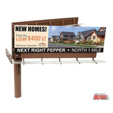 MODERN TWOSIDED ROADSIDE BILLBOARD w/SIGNAGE -?HO Scale BLMA BUILT  - NEW OOP Model