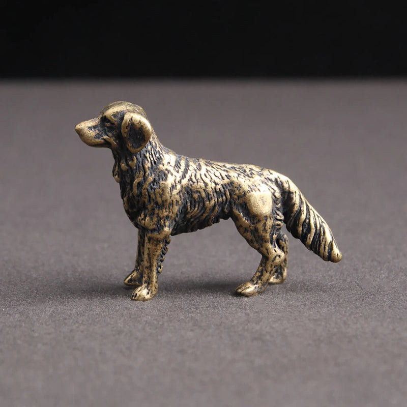 USA Solid Brass Dog Figurine Small Dog Statue Home Decor Animal Figurines Toys Model