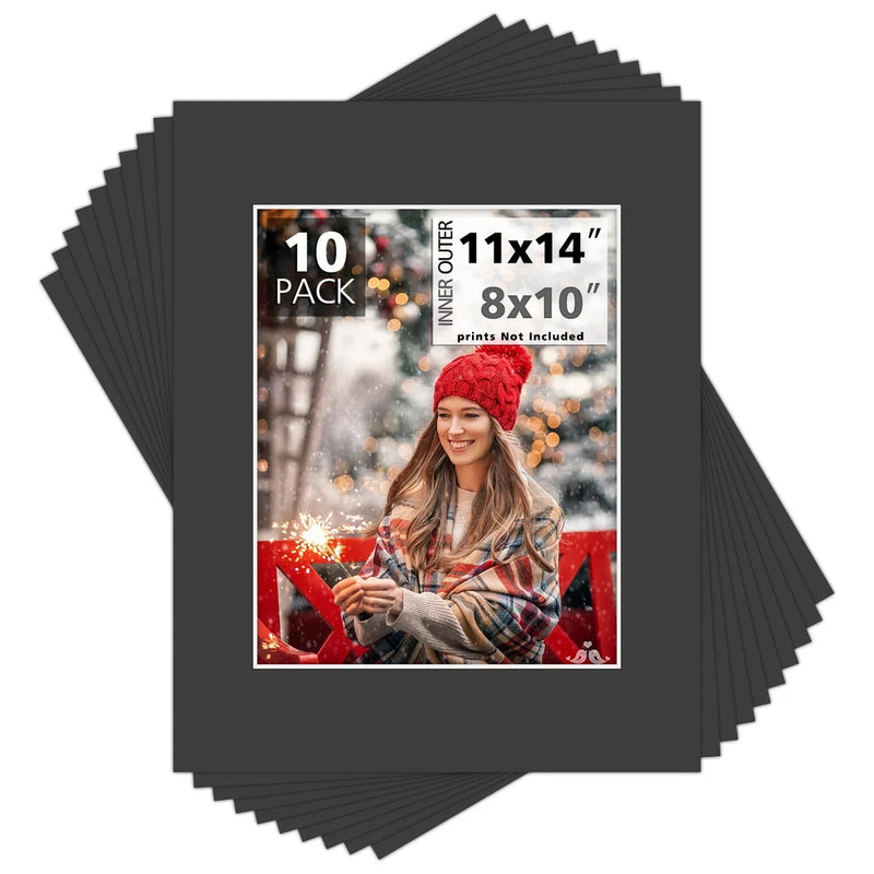 8x8 8x10 11x14 12x12 10 Pack 5x7 Black/white Photo Mat Boards DIY Framing Mats Model