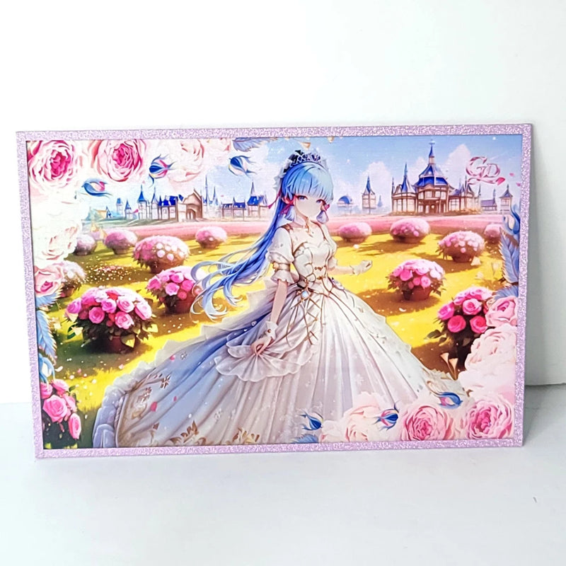 Ayaka Pink Rose Castle Premium Waifu Card Anime Wall Art Oversized Board A5 Model