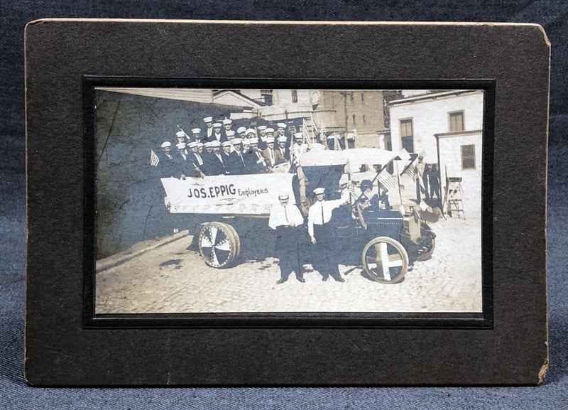 Board Mounted Antique Photograph Joseph Eppig Brewing Parade Patriotic Truck Model