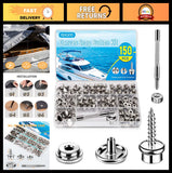 150PCS Canvas Snap Button Kit - 3/8" Marine Grade Fasteners, Stainless Steel Scr Model