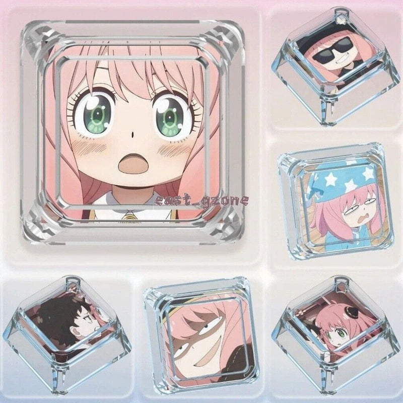 Anime Anya Forger Transparent Shine Though Keycaps for Cherry MX Keyboard Gifts Model