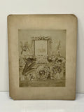 PHOTO ON BOARD Funeral Flower Shrine Memorial Post Mortem Cabinet Card Model