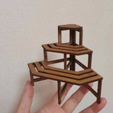Dollhouse 1:12 Scale Miniatures DIY Furniture Unfinished Corner Flower Stand Kit Model