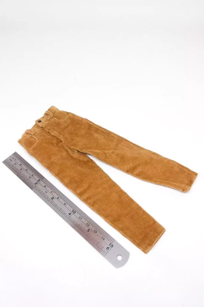 1/6 Scale Male Light Brown Corduroy Casual Pants Model For 12'' Action Figure Model