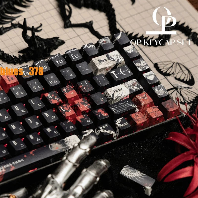 Tokyo Ghoul Kaneki Ken Keycap Side Engraved PBT Cherry MX 129 Keys For Keyboards Model