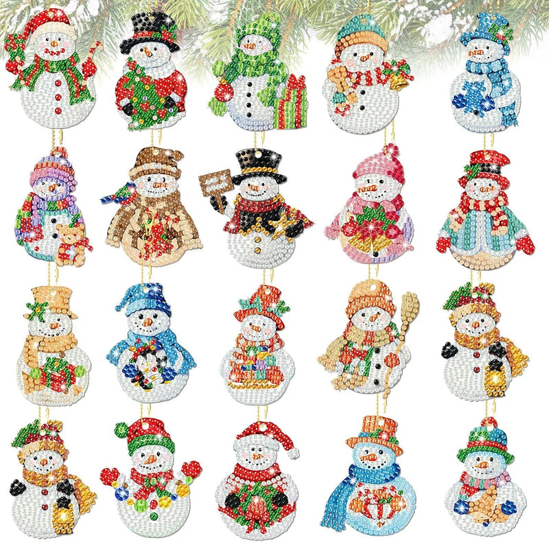20 Pcs Christmas Diamond Painting Keychain Kits 5D DIY Diamond Art Model