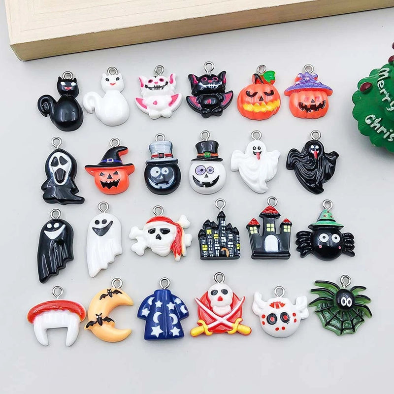 BULK 24Pcs Halloween Collection Resin Ghost Charms DIY Jewelry Making Pendants Charms