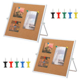 2 PCS 9.8x9.8 Inch Small Desktop Cork Board Silver Aluminum Border Model