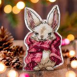 DIY Cross stitch kit "Little bunny", Embroidery on a plastic canvas, Christmas Model